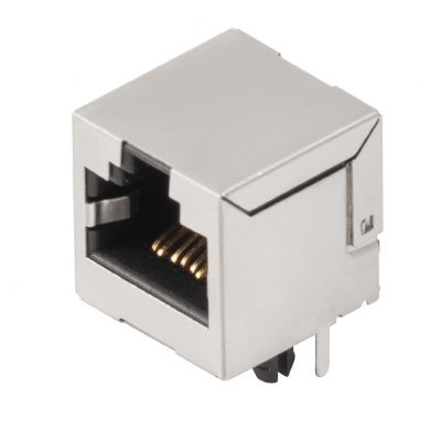 WEIDMULLER RJ45C6 T1U 2.7N4N TY Wtyk PCB złącza danych, Połączenie lutowane THR, 1.27 mm, Liczba biegunów: 8, 90°, 2.7 mm, Złoto na niklu, czarny, Tray 1433910000 /160szt./ (1433910000)